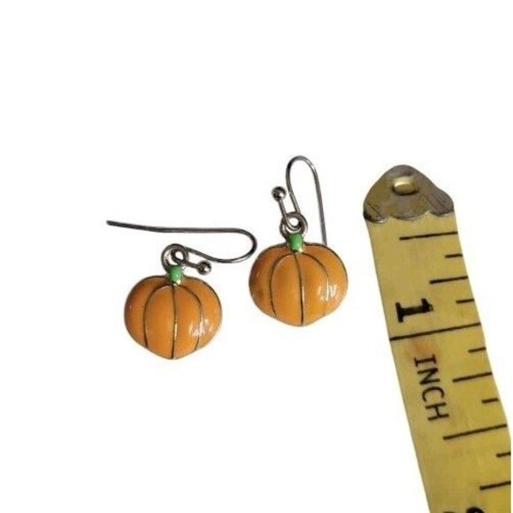 Lot 2 Sets Fall Autumn Pumpkin Pumpkins Charms Pierced Dangle Earrings Halloween - Picture 6 of 6